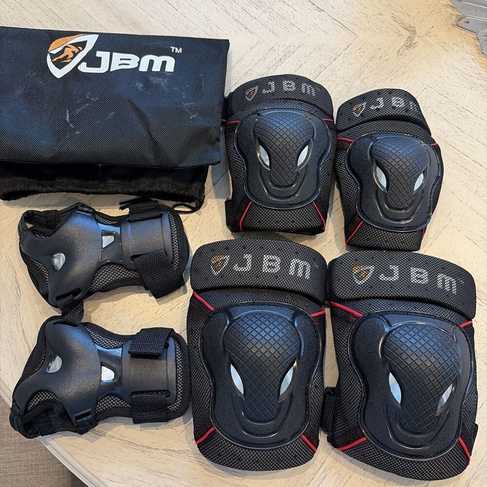 JBM Med Knee, Elbow, Wrist Pads Guards Safety Gear 6 Pcs Set Roller Skate, BAG